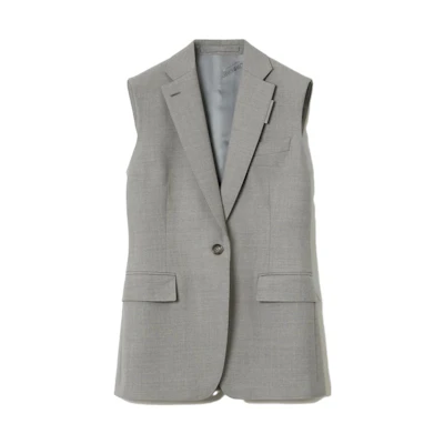 (Women) Burberry SS23 Sleeveless Wool Single Button Vest Grey. 80711531