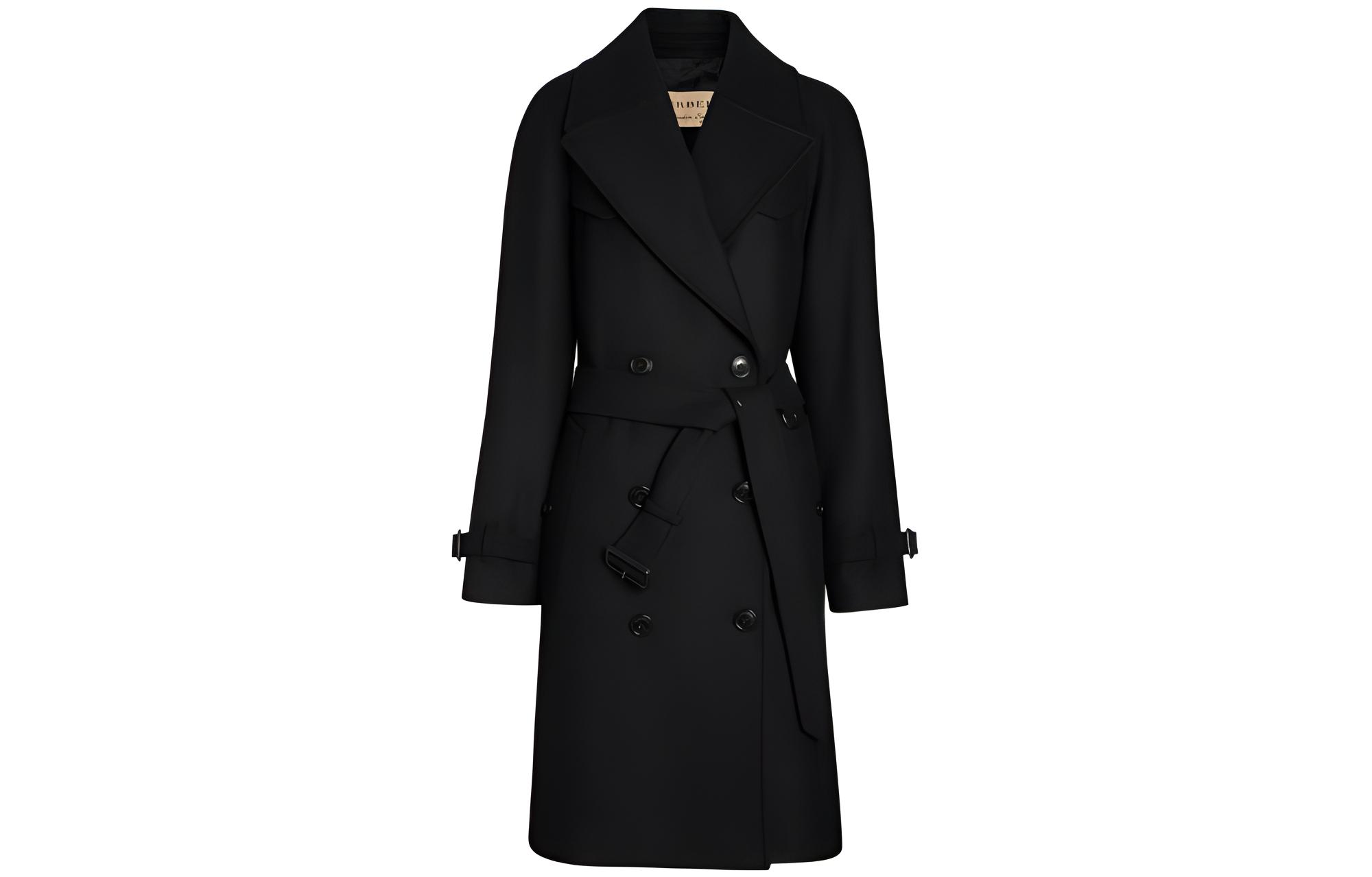 (Women) Burberry SS23  Solid Black Mid-Length Casual Coat Jacket 80042201