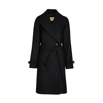 (Women) Burberry SS23 Solid Black Mid-Length Casual Coat Jacket 80042201