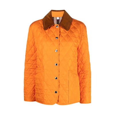 (Women) Burberry SS23 Solid Color Button-Up Collar Jacket - Orange 80650591