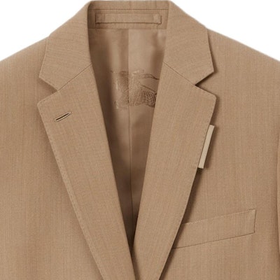(W) Blazer Lengan Panjang Burberry SS23 Single-Breasted Warna Camel. 80659511 Details for (W) Blazer Lengan Panjang Burberry SS23 Single-Breasted Warna Camel. 80659511