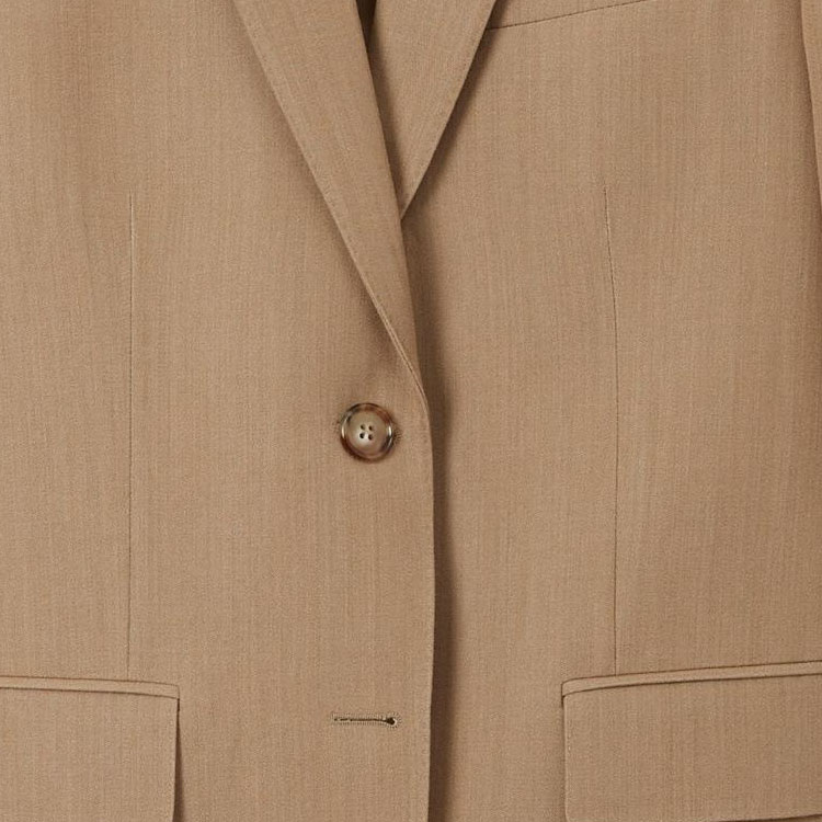 Sizing (Women) Burberry SS23  Solid Single-Breasted Long Sleeve Blazer in Camel. 80659511