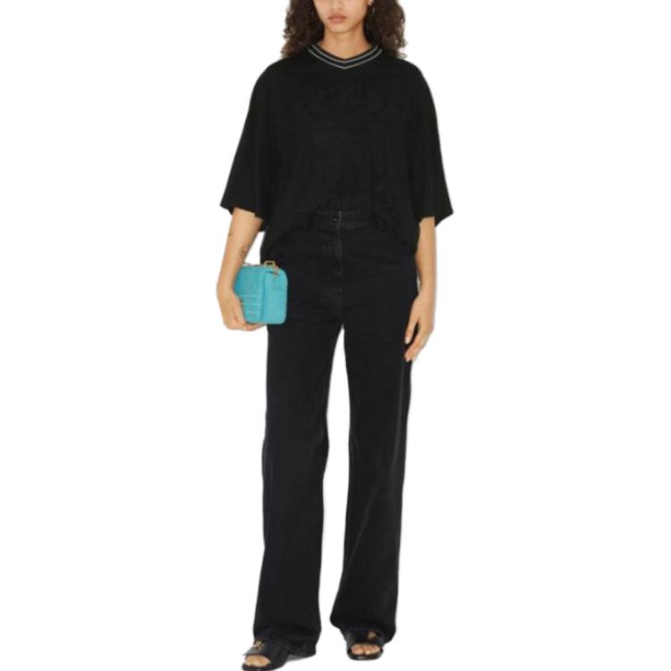 Lookbook (Women) Burberry SS23  Solid Straight-Leg Black Casual Jeans. 80731121