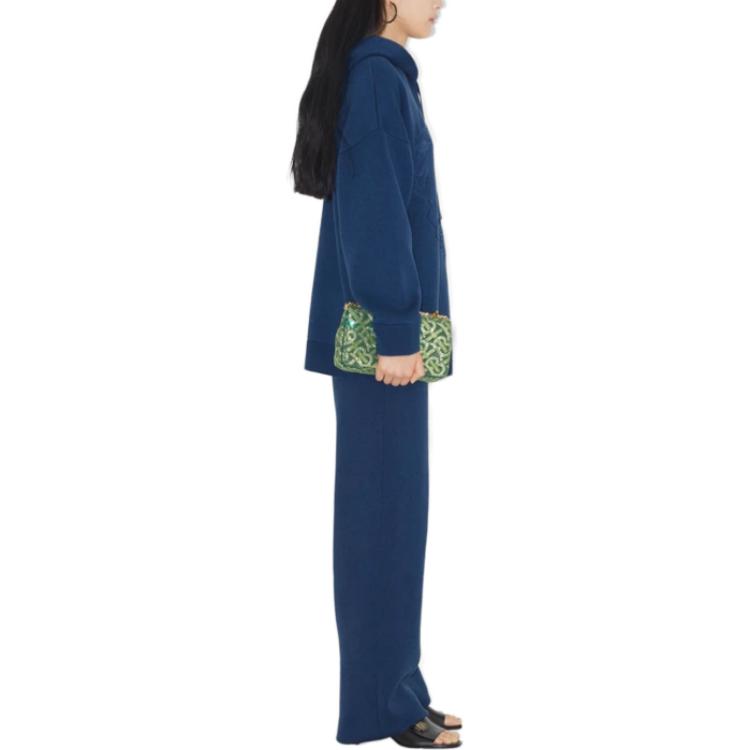 Purchase (W) Burberry SS23 Celana Casual Lurus Warna Biru Navy Tua. 80694021