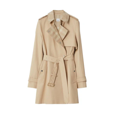 (Women) Burberry SS23 Solid Tie Waist Long Sleeve Trench Coat Soft Beige. 80658041