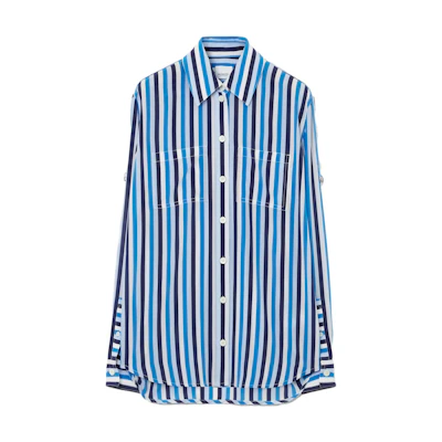 (Women) Burberry SS23 Striped Long Sleeve Shirt Light Blue 80712951