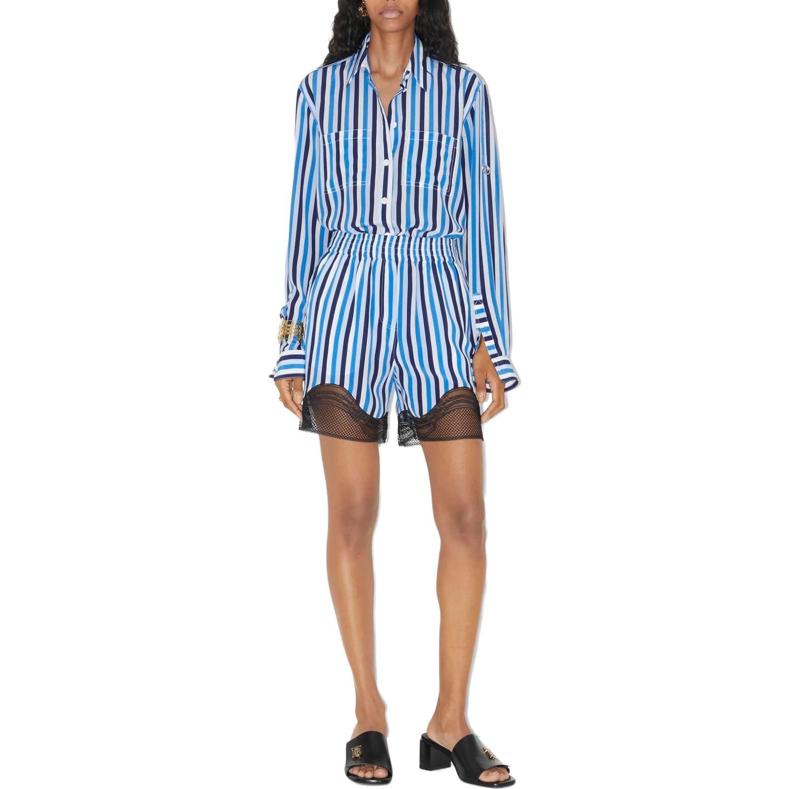 Lookbook (W) 버버리 SS23 스트라이프 긴소매 셔츠 라이트 블루 80712951