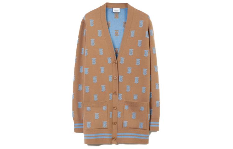 Order (Women) Burberry SS23  Tan Knit Cardigan with Logo Jacquard Design. 80659191