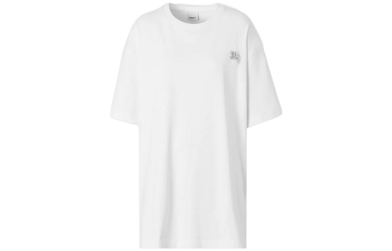 Buy (Women) Burberry SS23  White Crewneck Loose Fit Plain T-Shirt 80650271
