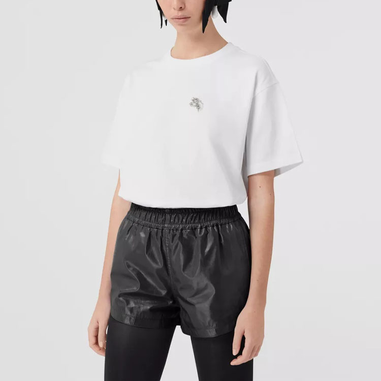 Purchase (Women) Burberry SS23  White Crewneck Loose Fit Plain T-Shirt 80650271