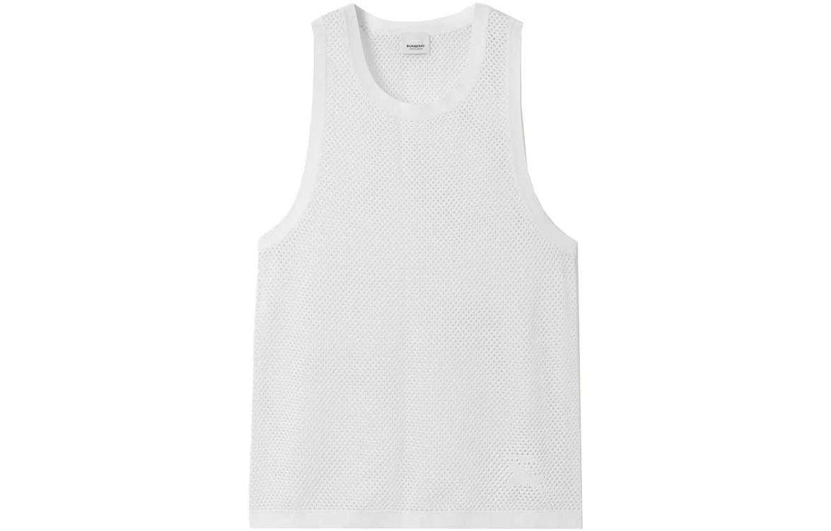 Order (W) Burberry SS23 Camiseta Sin Mangas Blanca Logo Ecuestre de Malla. 80716031