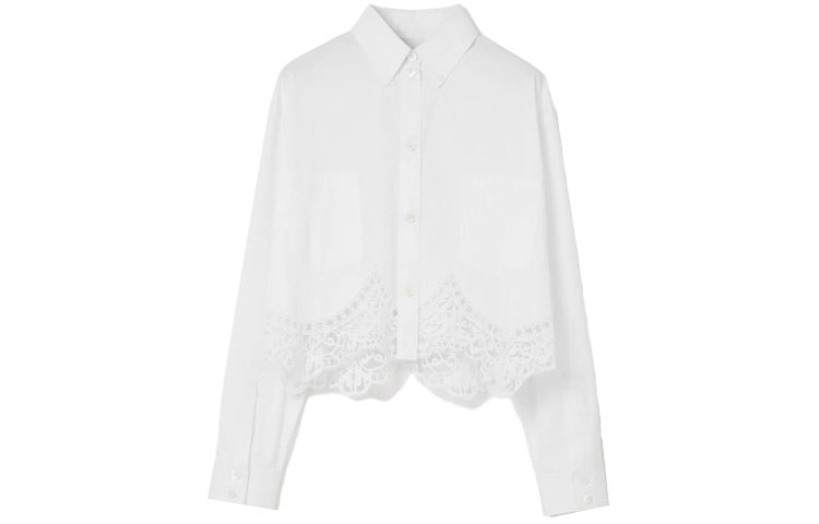 (Women) Burberry SS23  White Lace Button-Up Casual Shirt. 80671561 圖 2