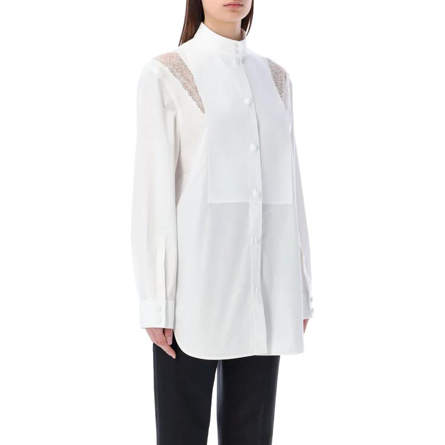 (Women) Burberry SS23  White Lace Detail Button-Up Long Sleeve Shirt. 80713161 圖 5