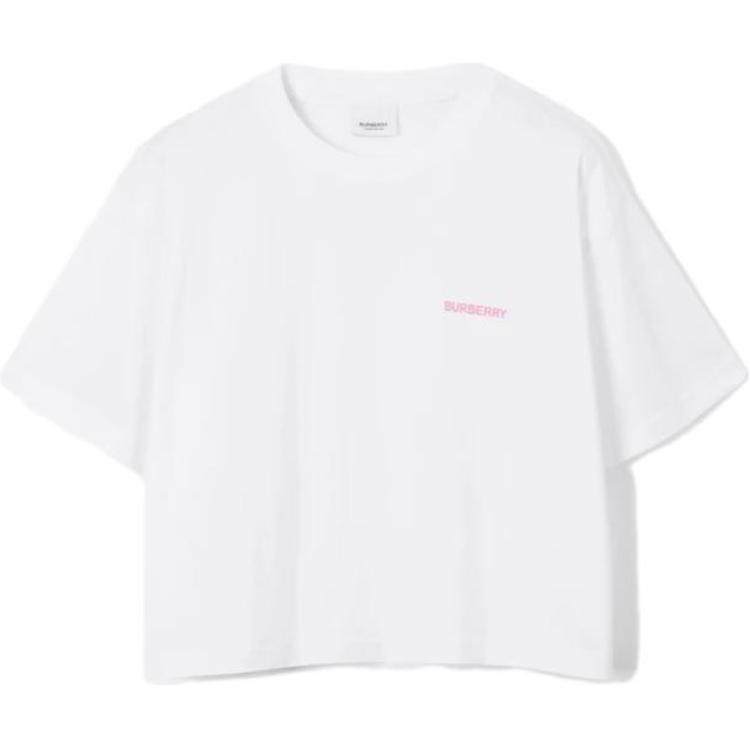 (Women) Burberry SS23  White Letter Print Crewneck Short Sleeve T-Shirt. 80733511