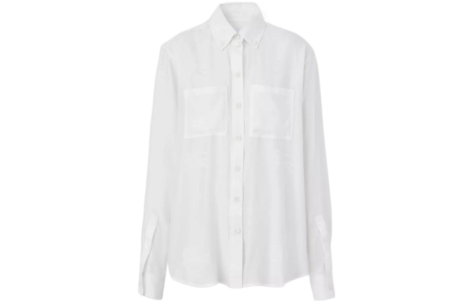 (Women) Burberry SS23  White Long-Sleeve Button-Up Shirt Formalwear Collection 80630001 圖 2