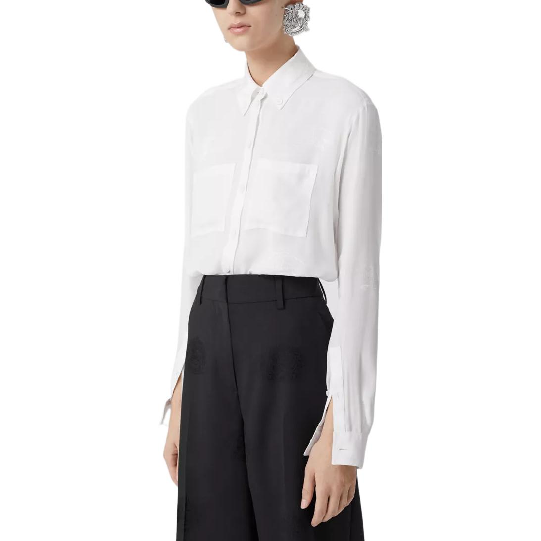 (Women) Burberry SS23  White Long-Sleeve Button-Up Shirt Formalwear Collection 80630001 圖 5