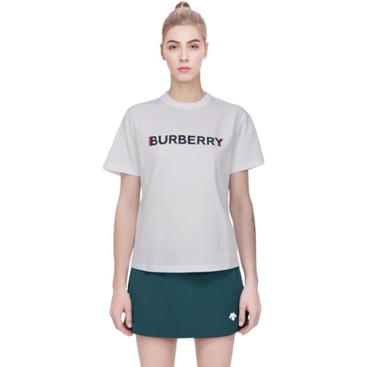 Shop (Women) Burberry SS23  White Loose Fit T-Shirt with Logo Print. 80526511
