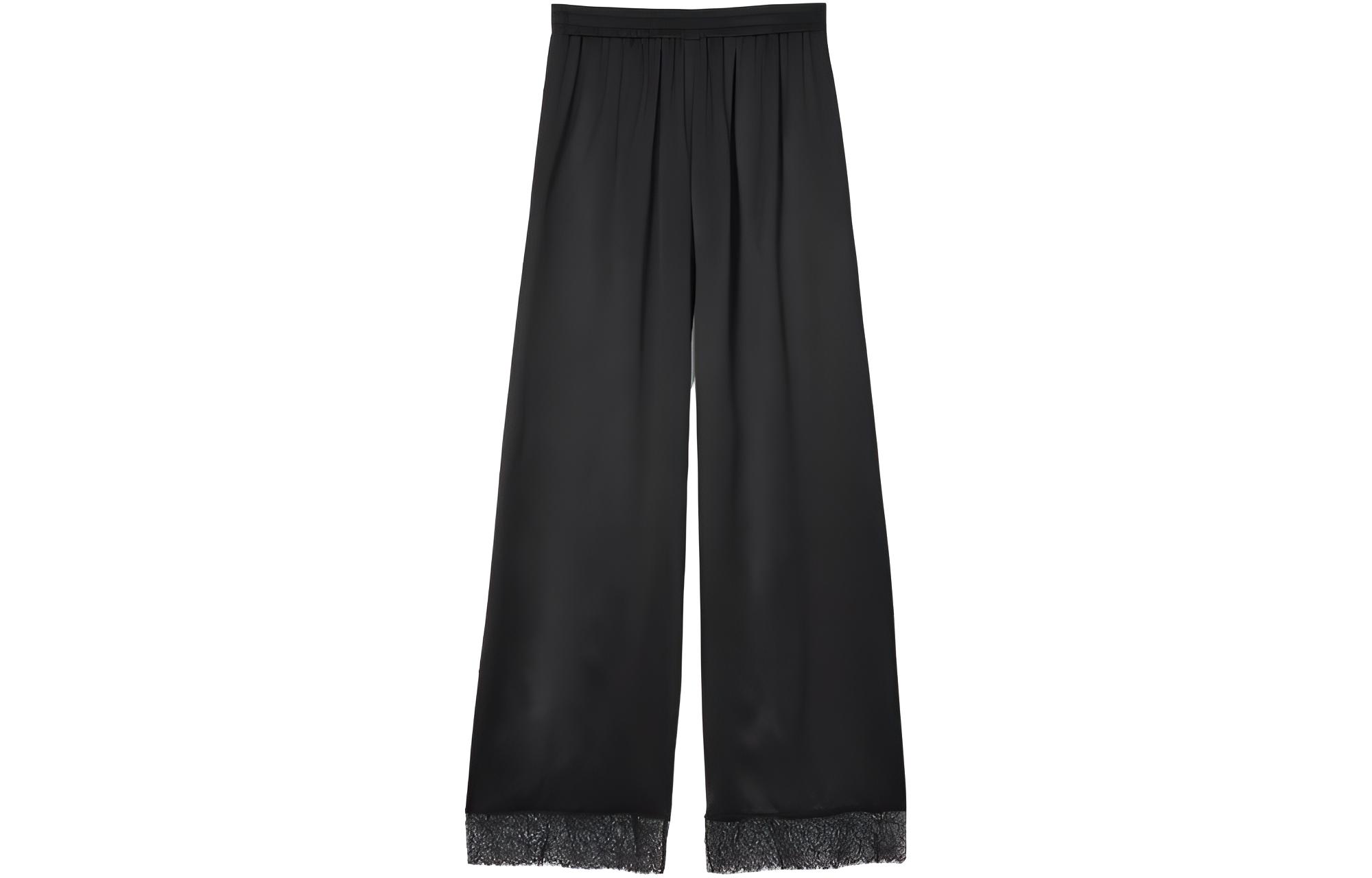 (Women) Burberry SS23  Wide-Leg Lace Trim Trousers Black 80701841