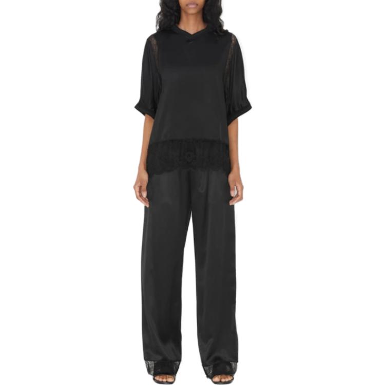 Lookbook (W) Pantalones Negro de Pierna Ancha con Encaje Burberry SS23. 80701841