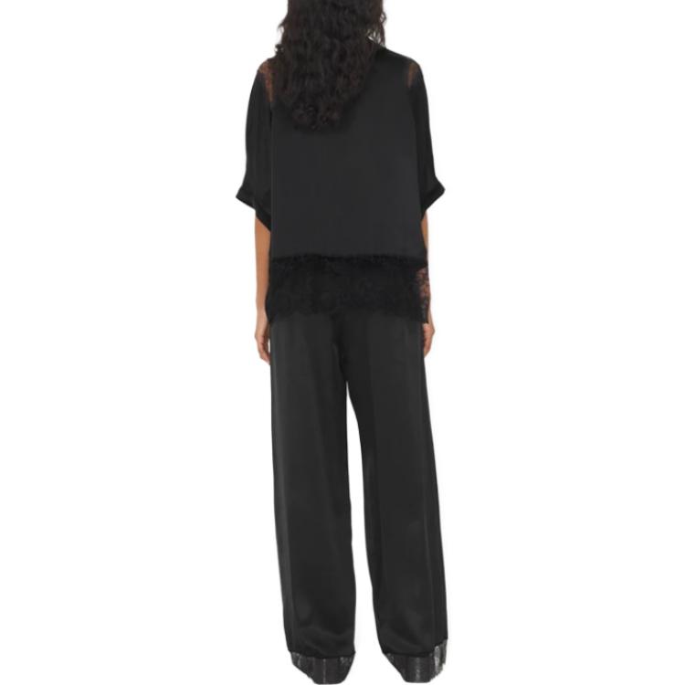 Shop (W) Pantalones Negro de Pierna Ancha con Encaje Burberry SS23. 80701841