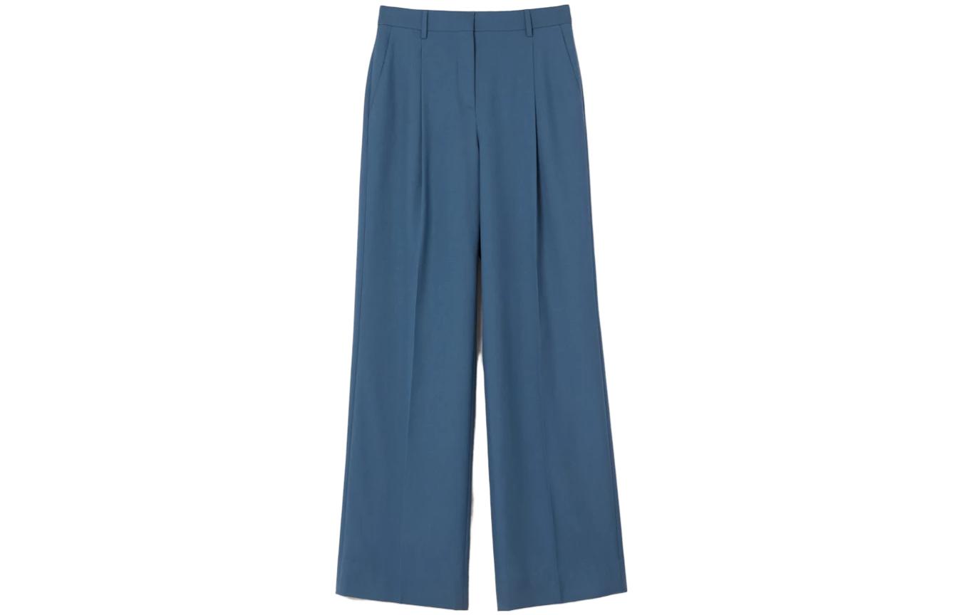 (Women) Burberry SS23  Wide-Leg Wool Pants in Soft Navy Blue. 80660711