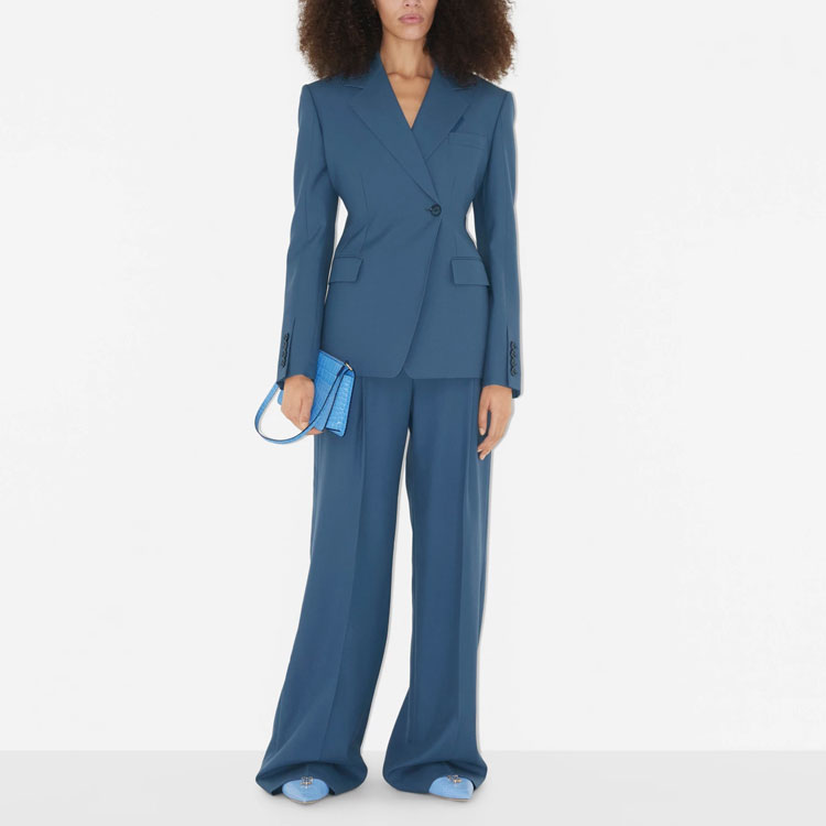 (Women) Burberry SS23  Wide-Leg Wool Pants in Soft Navy Blue. 80660711 圖 3