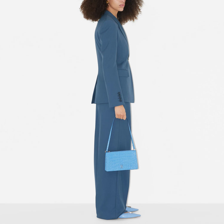 (Women) Burberry SS23  Wide-Leg Wool Pants in Soft Navy Blue. 80660711 圖 4