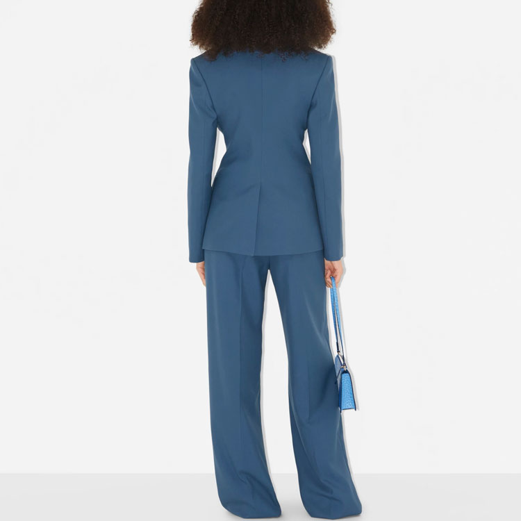 (Women) Burberry SS23  Wide-Leg Wool Pants in Soft Navy Blue. 80660711 圖 5