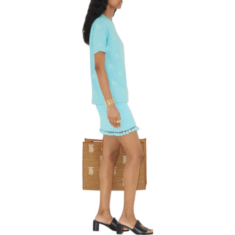 Purchase (Women) Burberry SS23 All-Over Print Short Sleeve Crew Neck T-Shirt Women Blue 80716331