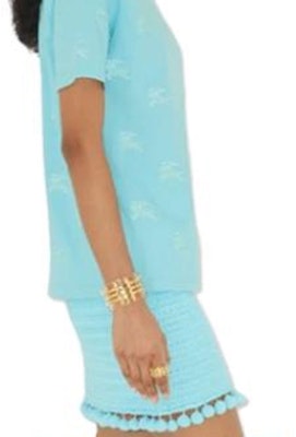 (Women) Burberry SS23 All-Over Print Short Sleeve Crew Neck T-Shirt Women Blue 80716331 Details for (Women) Burberry SS23 All-Over Print Short Sleeve Crew Neck T-Shirt Women Blue 80716331