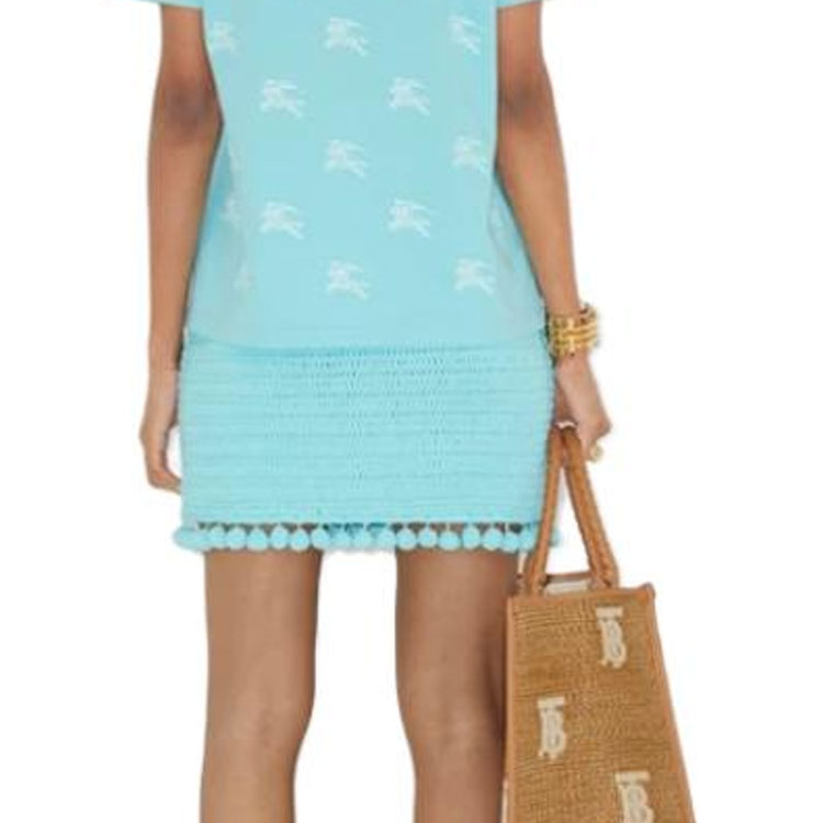 Sizing (Women) Burberry SS23 All-Over Print Short Sleeve Crew Neck T-Shirt Women Blue 80716331