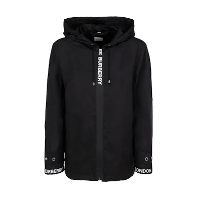 (Women) Burberry SS23 Black Letter Logo Hooded Zip Jacket 8027503