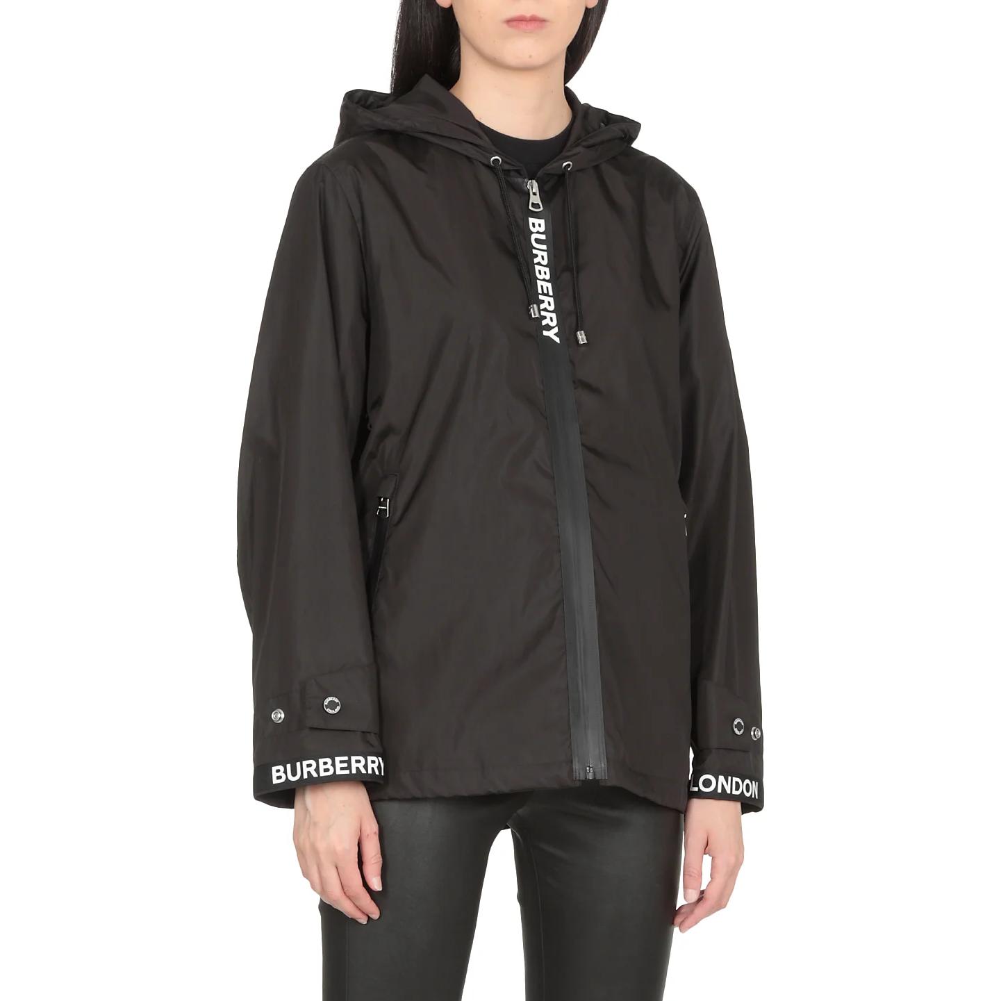 Details for (W) 버버리 SS23 블랙 레터 로고 후드 집업 자켓 8027503