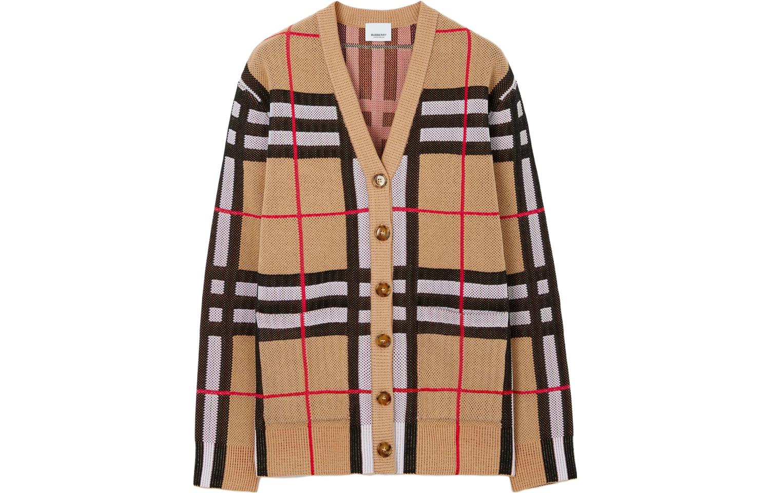 (Women) Burberry SS23 Checkered Knit Cardigan  Brown 80703531