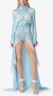 (W) Burberry SS23 Equestrian Knight Turtleneck Bodysuit Glacier Blue Transparan 80674171 Lookbook (W) Burberry SS23 Equestrian Knight Turtleneck Bodysuit Glacier Blue Transparan 80674171