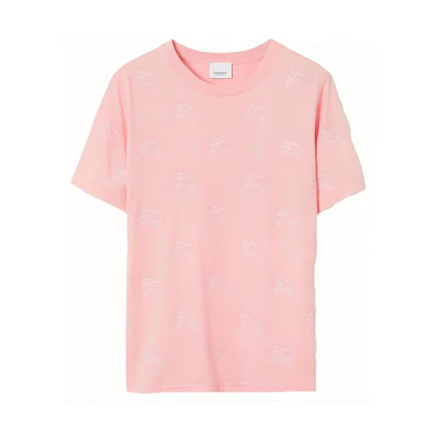 (Women) Burberry SS23 Equestrian Logo Print Pink Short Sleeve T-Shirt Women. 80716341