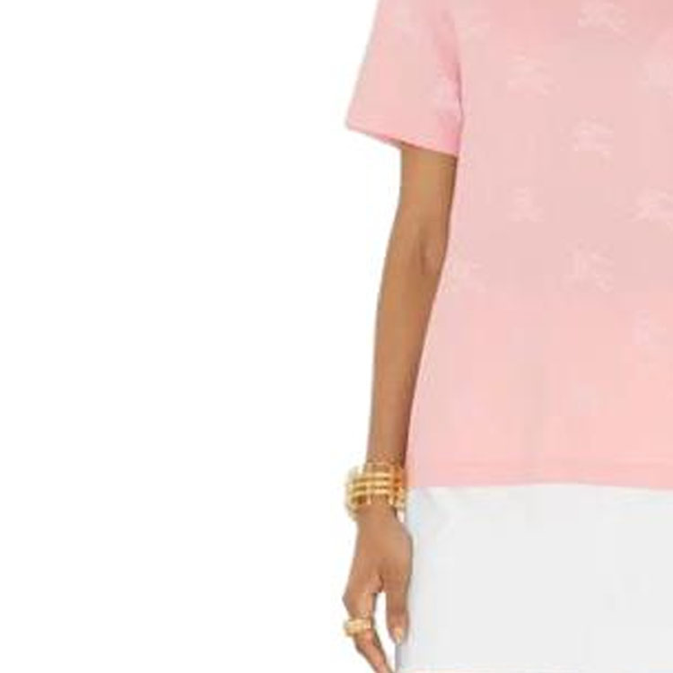 Sizing (W) 博柏利SS23马术标志印粉色短袖T恤 女款 80716341