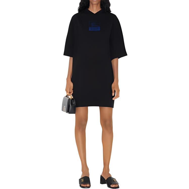 Lookbook (W) 버버리 SS23 승마 로고 스트레이트 컷 크루넥 드레스 여성 블랙 80699801