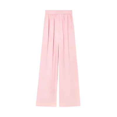 (Women) Burberry SS23 Equestrian Logo Wide-Leg Relaxed Pants Soft Pink. 80713911