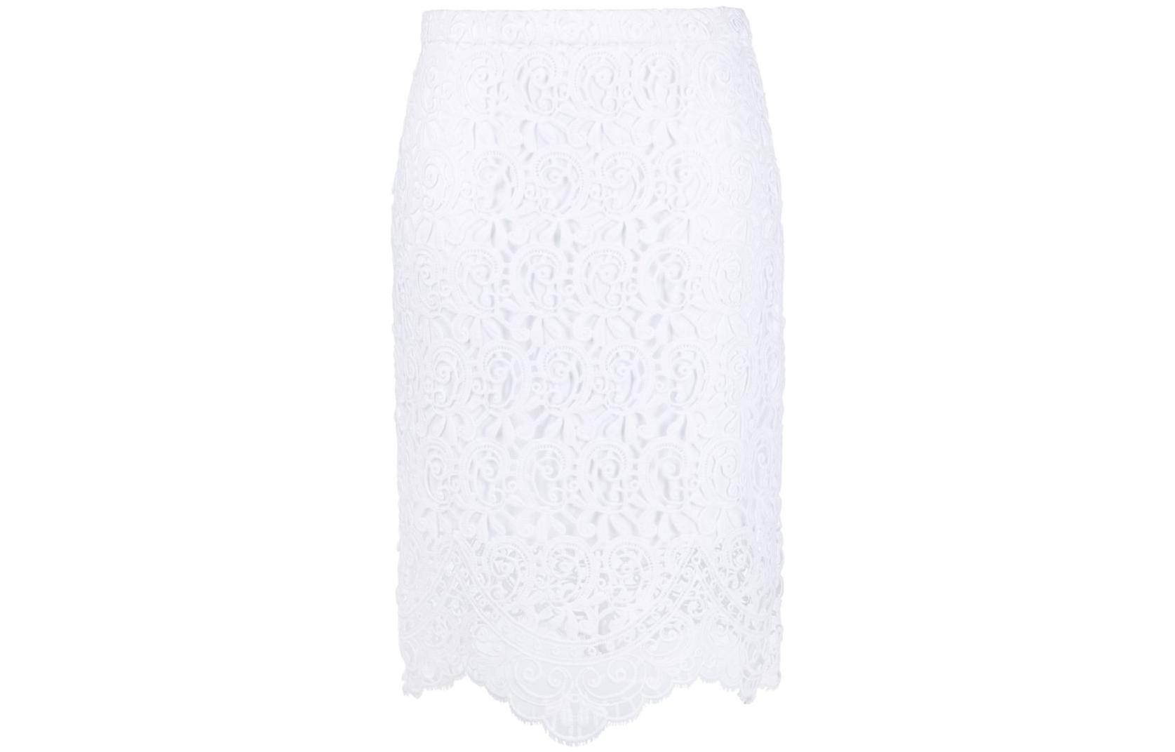 Order (W) 버버리 SS23 하이웨이스트 레이스 미디 스커트 캐주얼 스타일. 80696391