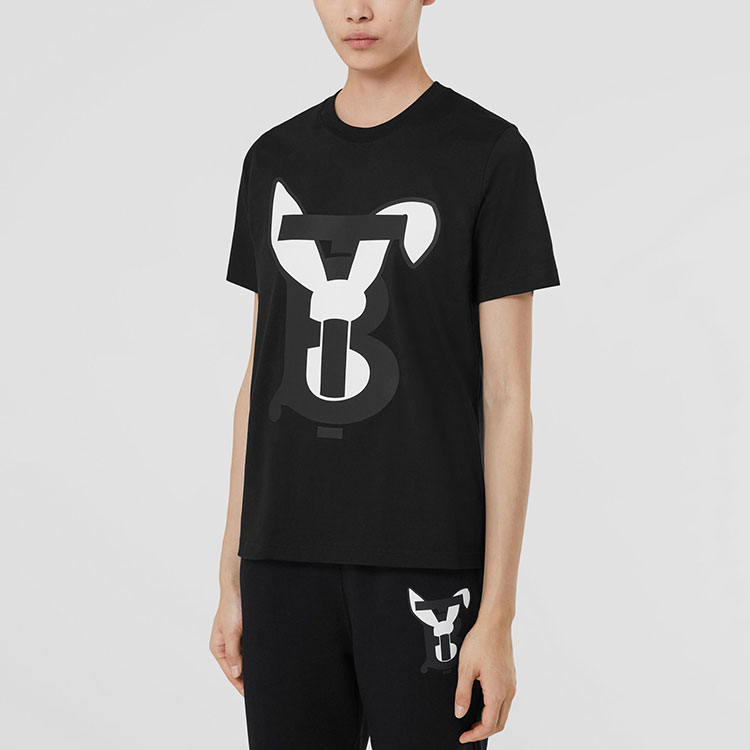 (Women) Burberry SS23 Lunar New Year Rabbit Ear Logo Print Black T-Shirt Women. 80640171 圖 5