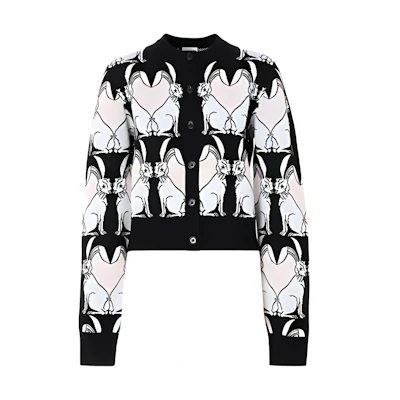 (Women) Burberry SS23 Lunar New Year Rabbit Jacquard Knit Cardigan Black. 80640391