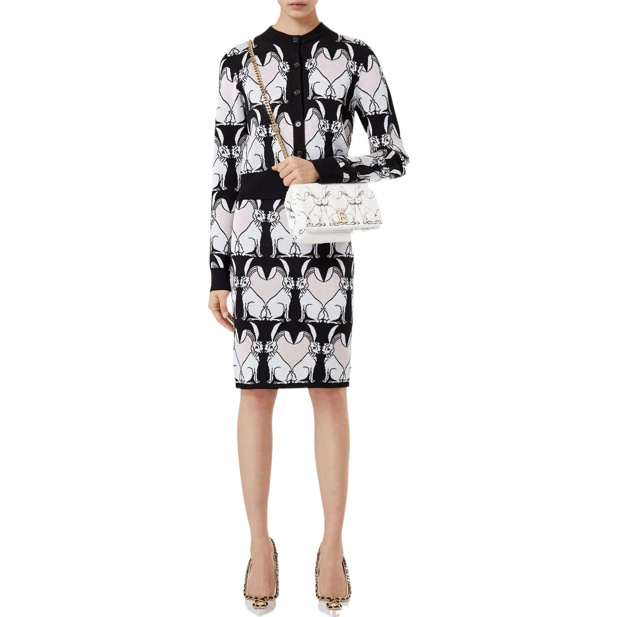 Lookbook (Women) Burberry SS23 Lunar New Year Rabbit Jacquard Knit Cardigan  Black. 80640391