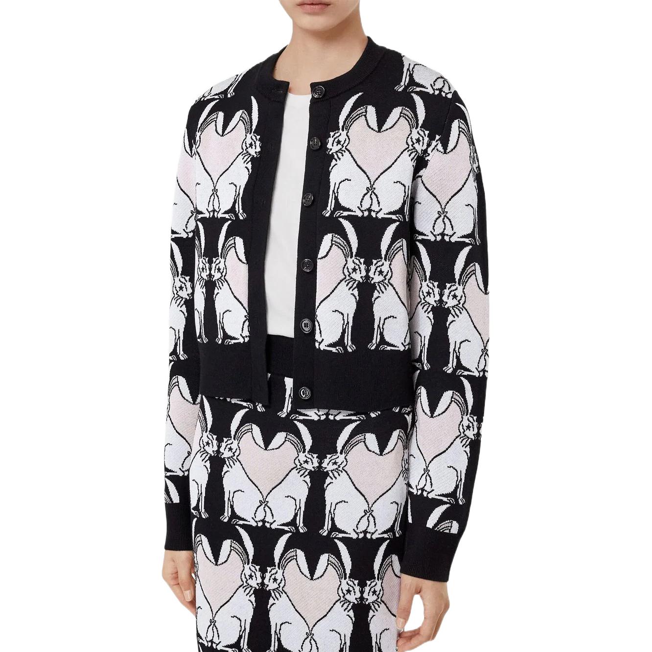 Purchase (Women) Burberry SS23 Lunar New Year Rabbit Jacquard Knit Cardigan  Black. 80640391