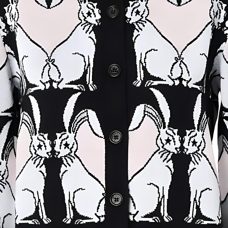 Details for (Women) Burberry SS23 Lunar New Year Rabbit Jacquard Knit Cardigan  Black. 80640391