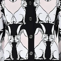 Details for (Women) Burberry SS23 Lunar New Year Rabbit Jacquard Knit Cardigan Black. 80640391
