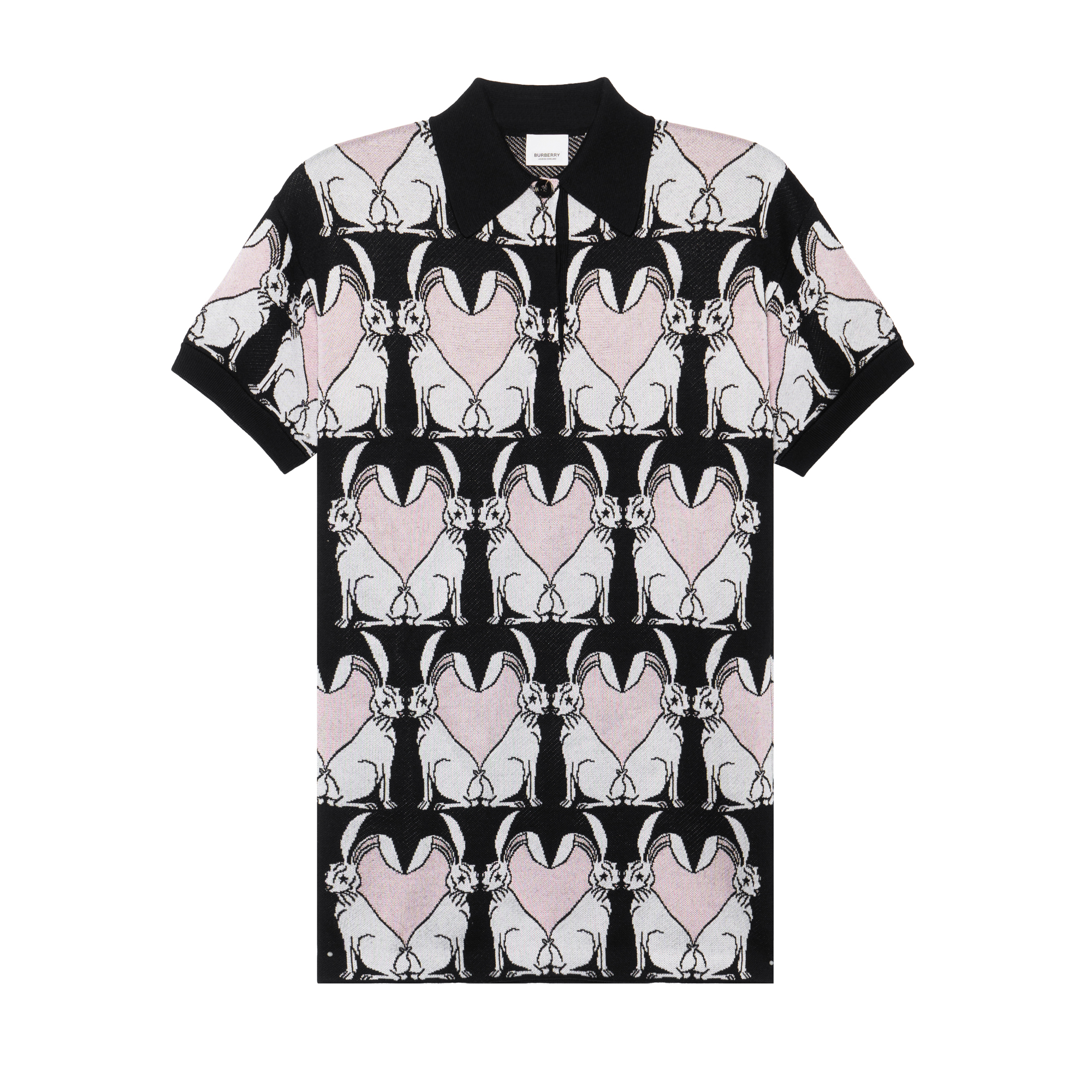 (Women) Burberry SS23 Lunar New Year Rabbit Knit Polo Dress  Black 80640421
