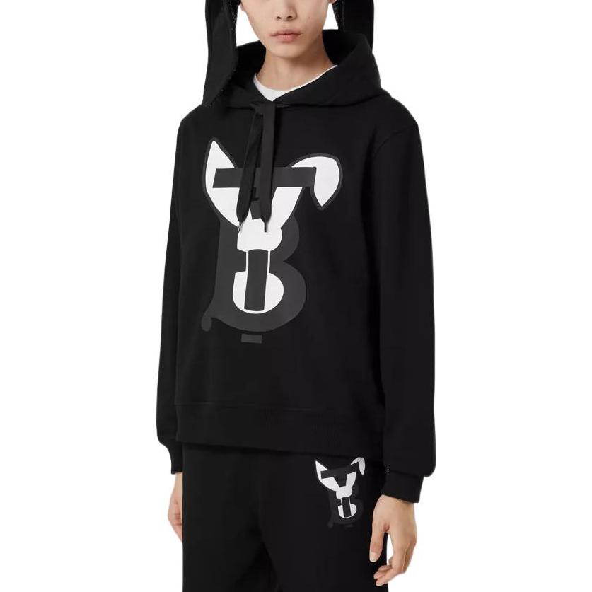 (Women) Burberry SS23 Lunar New Year Rabbit Print Cotton Hoodie Black - 80640161 圖 3