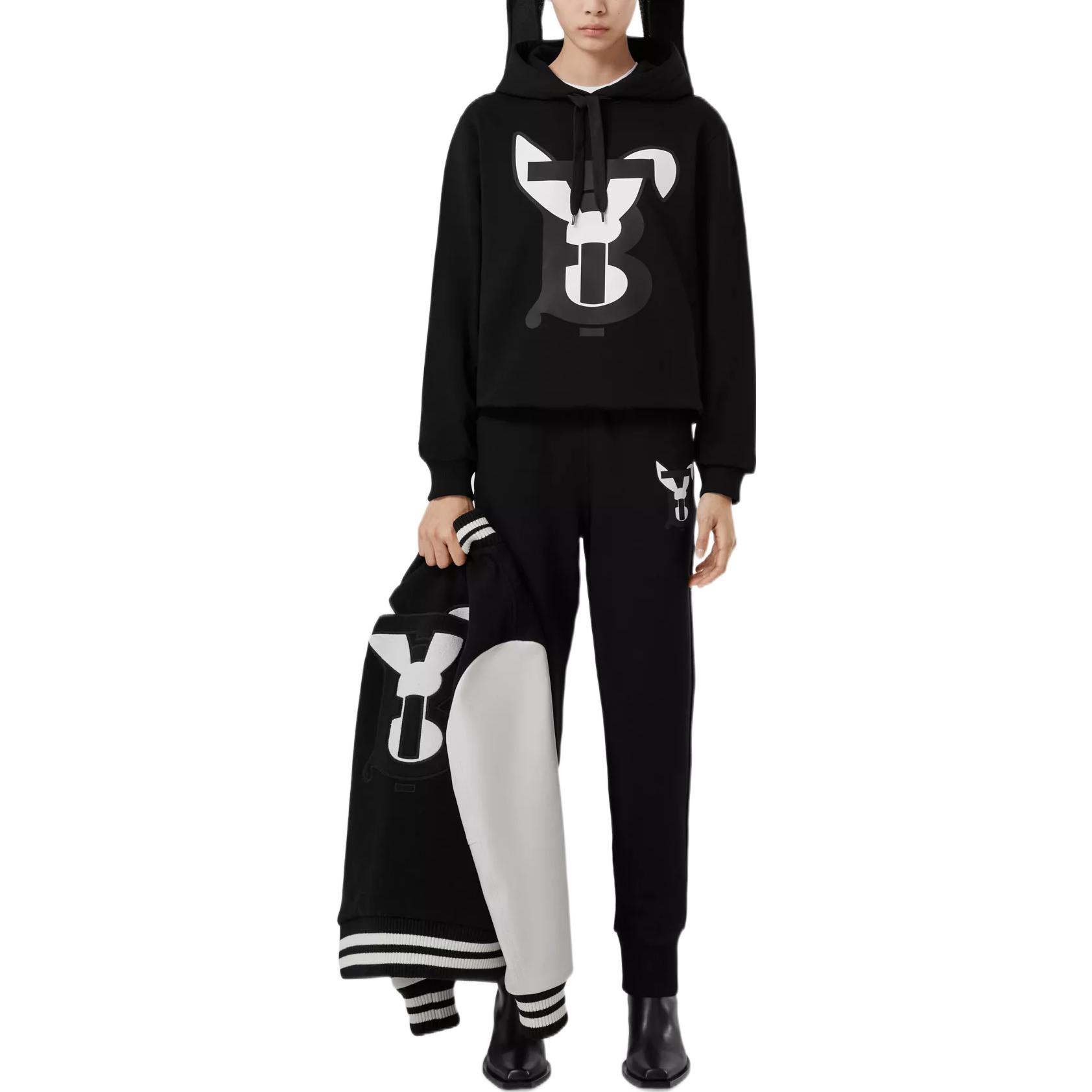 (Women) Burberry SS23 Lunar New Year Rabbit Print Cotton Hoodie Black - 80640161 圖 5