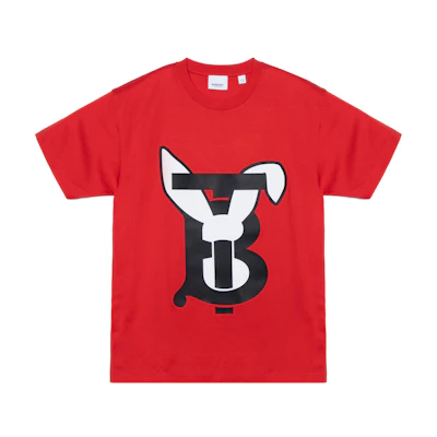 (Women) Burberry SS23 Lunar New Year Rabbit Tee Red Oversized Cartoon Print Shirt 80640131